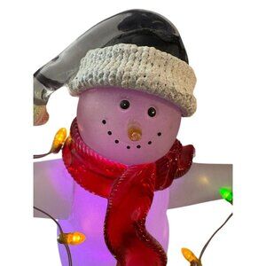 Snowman Table Decor Lighted Acrylic 10-1/4"H Battery Operated Lights